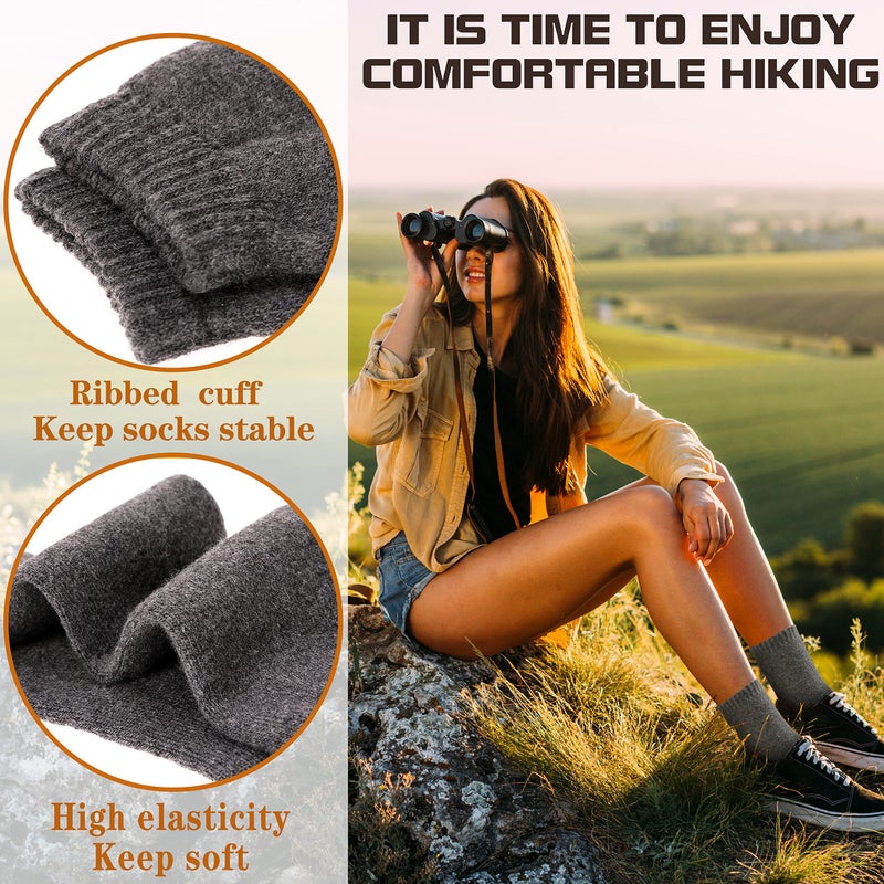 Sandsuced Wool Warm Socks for Women Winter Hiking Thick Boot Thermal Cozy Crew Work Soft Ladies Socks 5 Packï¼ˆSolid Color Cï¼‰ - Image 3